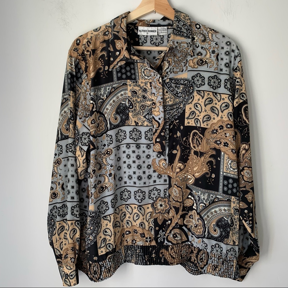 Alfred Dunner Paisley Button Blouse Top Vintage Womens Size 16